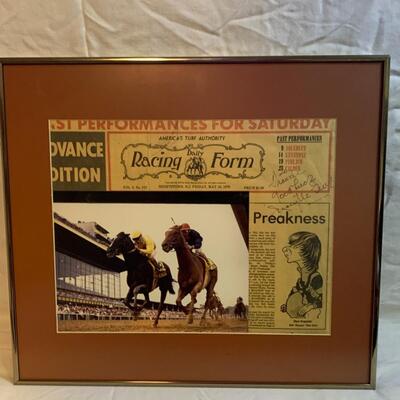 Jimmy the Greek signed framed 18â€ wide x 16â€ high Horse Racing Memorabilia