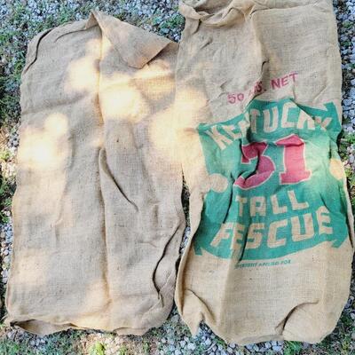 SET OF 3 VINTAGE BURLAP BAGS