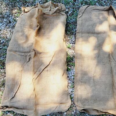 SET OF 3 VINTAGE BURLAP BAGS