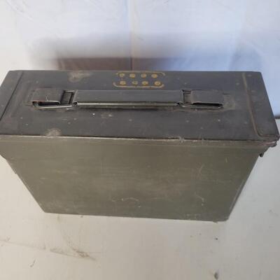 VINTAGE METAL MILITARY CARTRIDGE CONTAINER