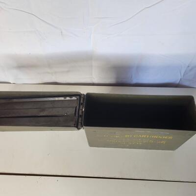 VINTAGE METAL MILITARY CARTRIDGE CONTAINER