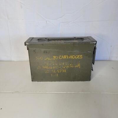 VINTAGE METAL MILITARY CARTRIDGE CONTAINER