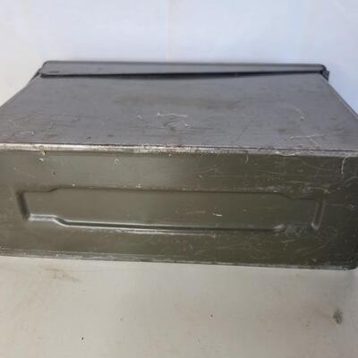 VINTAGE METAL MILITARY CARTRIDGE CONTAINER