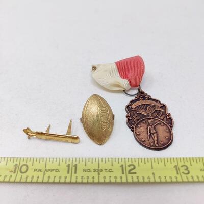 VINTAGE HIGH SCHOOL JACKET EMBELLISHMENTS AND PIN BUNDLE