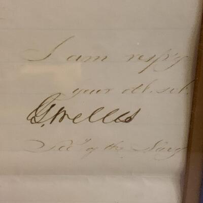 Gideon Welles Signed Letter 20.5â€wide x 16.5â€high- Abraham Lincolnâ€™s Sec of Navy