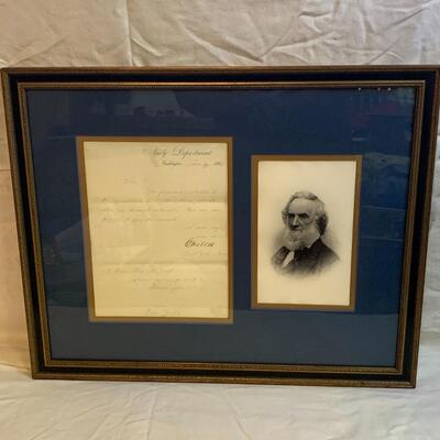 Gideon Welles Signed Letter 20.5â€wide x 16.5â€high- Abraham Lincolnâ€™s Sec of Navy