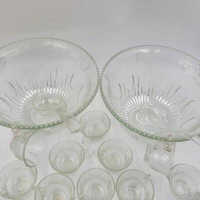 MATCHING GLASS PUNCH BOWLS & CUPS