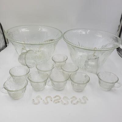 MATCHING GLASS PUNCH BOWLS & CUPS