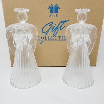 AVON GLOWING ANGELS CRYSTAL CANDLE STICK HOLDERS