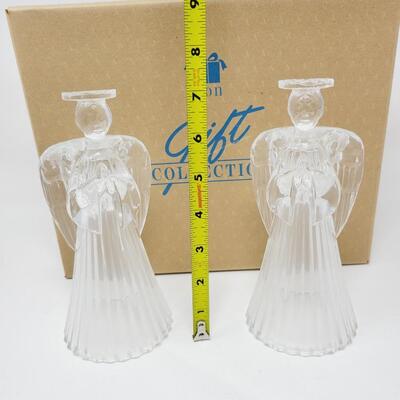 AVON GLOWING ANGELS CRYSTAL CANDLE STICK HOLDERS