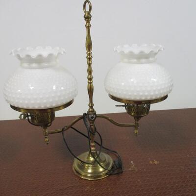 Vintage Table Lamp With Milk Glass Shades