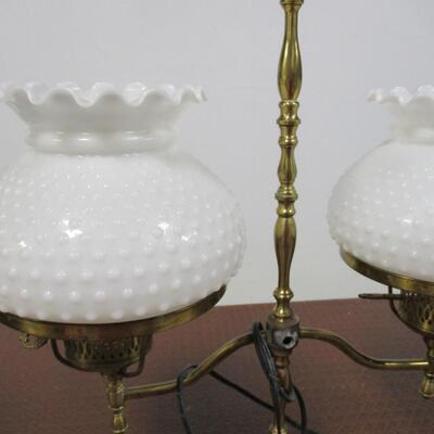 Vintage Table Lamp With Milk Glass Shades