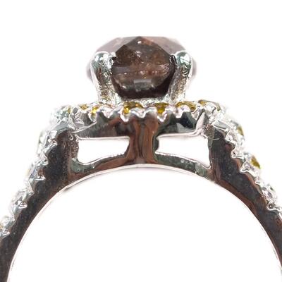 Custom Sterling Brown Diamond & Yellow Diamond Ring, Size 7