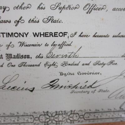 1800's Military Promotion Certificate