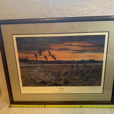 Lars Larsen "Absent" Framed Signed Numbered Print Ducks Unlimited 35â€ wide x 28â€œ high