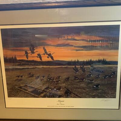 Lars Larsen "Absent" Framed Signed Numbered Print Ducks Unlimited 35â€ wide x 28â€œ high
