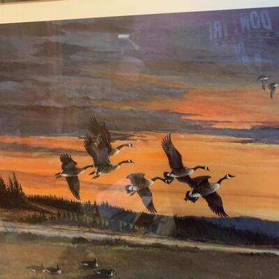 Lars Larsen "Absent" Framed Signed Numbered Print Ducks Unlimited 35â€ wide x 28â€œ high