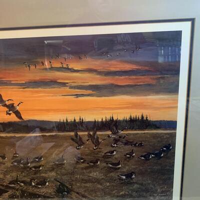 Lars Larsen "Absent" Framed Signed Numbered Print Ducks Unlimited 35â€ wide x 28â€œ high
