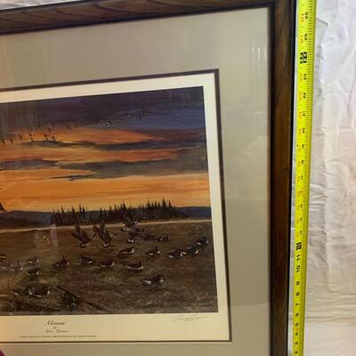 Lars Larsen "Absent" Framed Signed Numbered Print Ducks Unlimited 35â€ wide x 28â€œ high