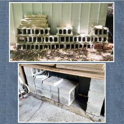 LARGE ARRAY OF CONCRETE BLOCKS VARIETY OF SIZES