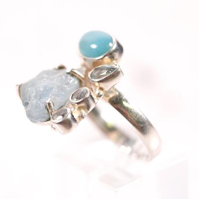 Sterling Quartz & Topaz Ring, Size 8.5