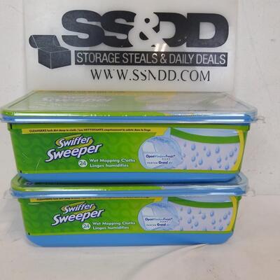 2-Swiffer Sweeper Wet Mopping Refills-48 Cloths Total-NEW