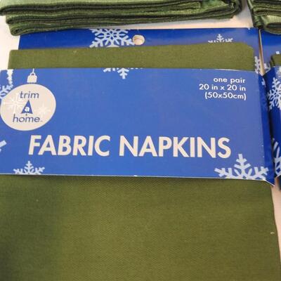 Trim A Home 8-Fabric Napkins-Dark Green W/Satin Trim-20