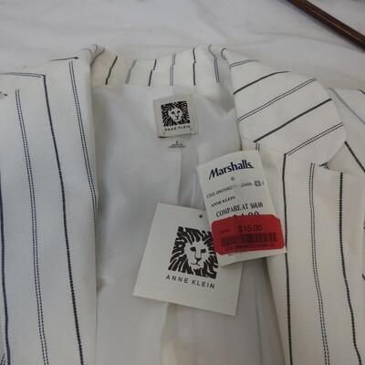 Ann Klein Striped Jacket, White/Black-Size S, Scrubstar Top, Blue, Size S-New