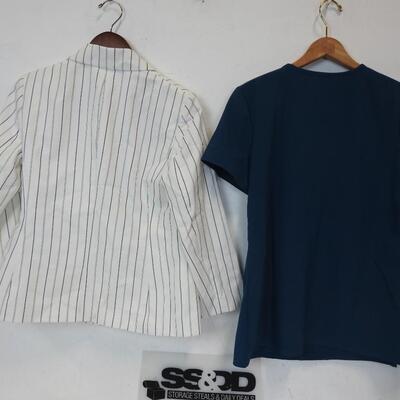 Ann Klein Striped Jacket, White/Black-Size S, Scrubstar Top, Blue, Size S-New