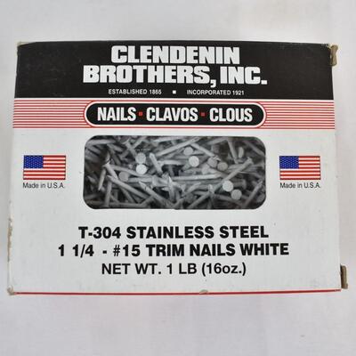 3 Boxes of Clendenin Brothers Stainless Steel Trim Nails - White