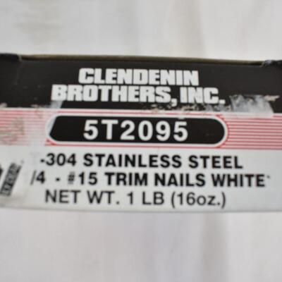 3 Boxes of Clendenin Brothers Stainless Steel Trim Nails - White