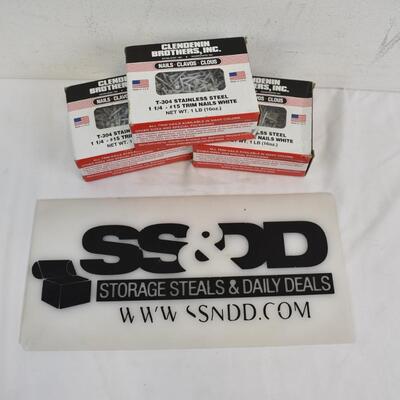 3 Boxes of Clendenin Brothers Stainless Steel Trim Nails - White