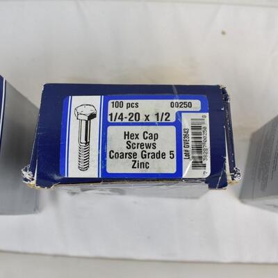 3 Boxes of Midwest Carriage Bolts and Cap Screws, Zinc