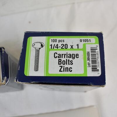 3 Boxes of Midwest Carriage Bolts and Cap Screws, Zinc