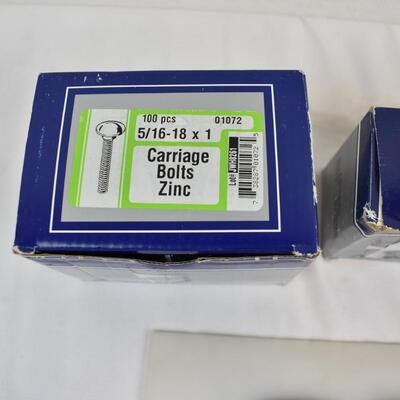 3 Boxes of Midwest Carriage Bolts and Cap Screws, Zinc