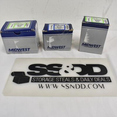 3 Boxes of Midwest Carriage Bolts and Cap Screws, Zinc