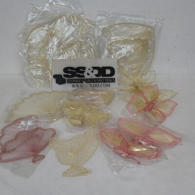 20 Pcs Rattan/Wicker 80's Decor-Natural & Light Pink-Vintage-New
