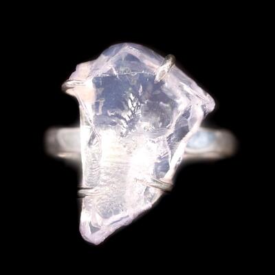 Sterling Raw Pink Quartz Ring, Size 9.25