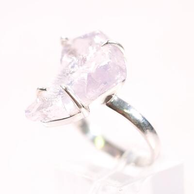 Sterling Raw Pink Quartz Ring, Size 9.25