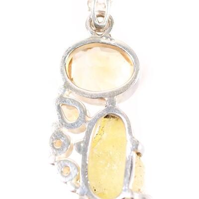 2 PC Sterling Citrine & Yellow Topaz Pendant and Ring, Size 9.25