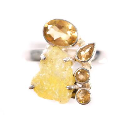 2 PC Sterling Citrine & Yellow Topaz Pendant and Ring, Size 9.25