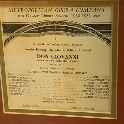 Rosa Ponselle Signature and Photo with Metropolitan Opera program 18.5â€ wide x 15â€ high - Don Giovanni
