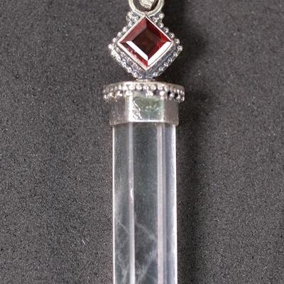 Sterling Garnet & Quartz Point Pendant