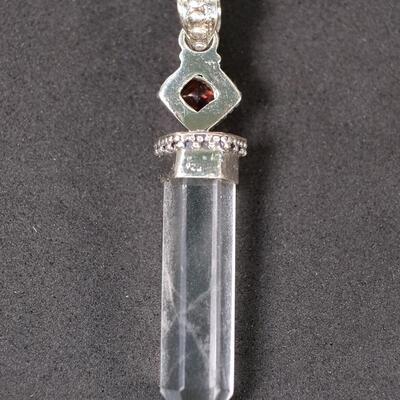 Sterling Garnet & Quartz Point Pendant