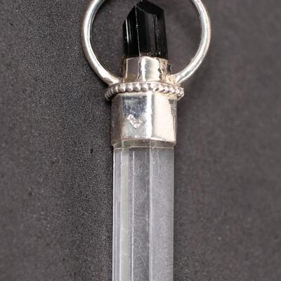 Sterling Garnet, Onyx & Quartz Point Pendant