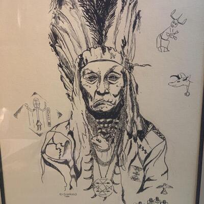 G. S. Wells artwork 16.5â€ wide x 20.5â€ high - Original Pen and Ink drawing