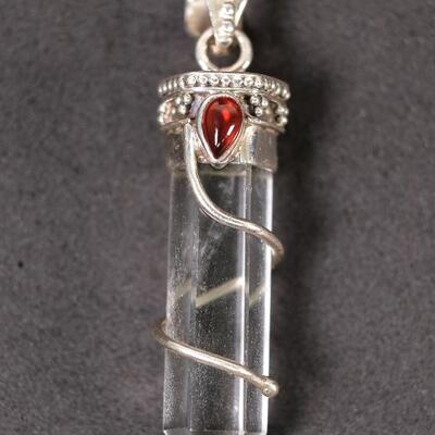 Sterling Garnet & Quartz Point Pendant