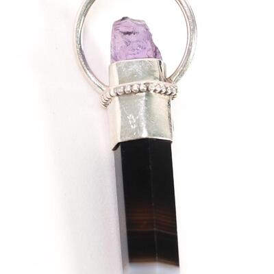 Sterling Amethyst, Citrine & Quartz Pendant