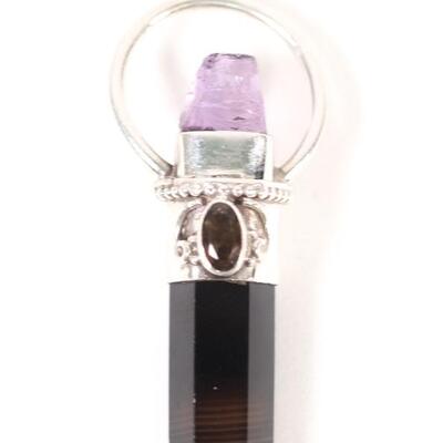 Sterling Amethyst, Citrine & Quartz Pendant