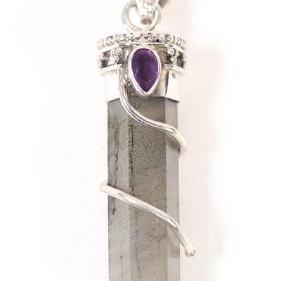 Sterling Amethyst & Labradorite Point Pendant